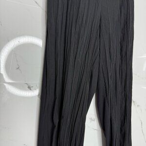 Ozai N Ku Womens Crushed Pants M Black Pull-On High Rise Lagenlook Alembika